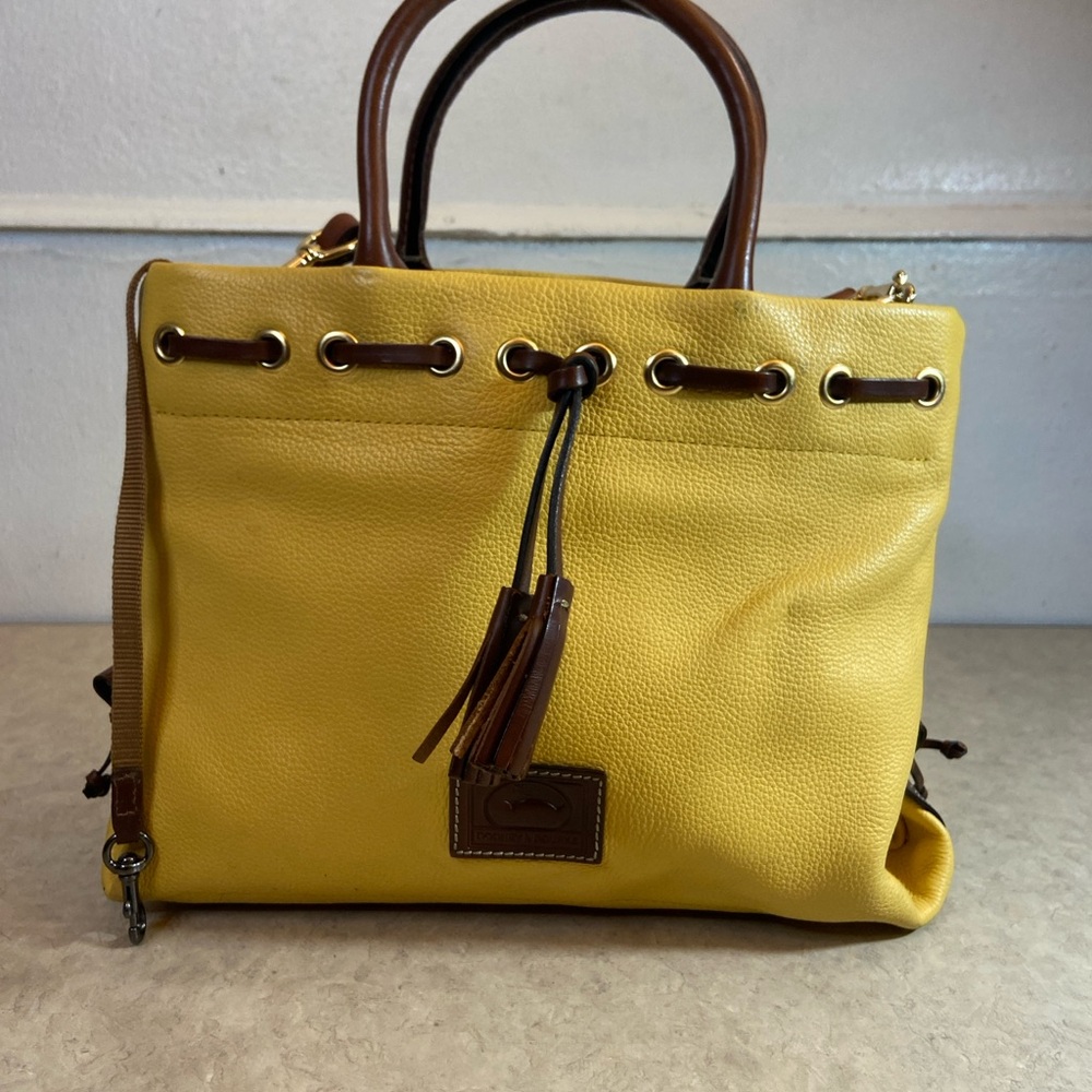 Dooney & Bourke Pebble Leather Tassel Tote Lemon Classic Handbag